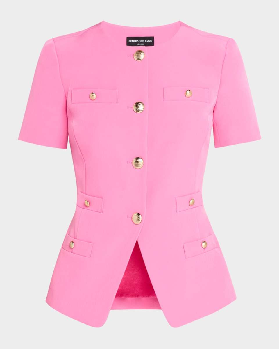 Reyes Short-Sleeve Crepe Jacket
